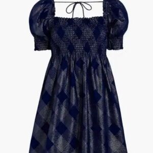 Hill House | Athena Nap Mini Dress Navy Glitter Check Metallic